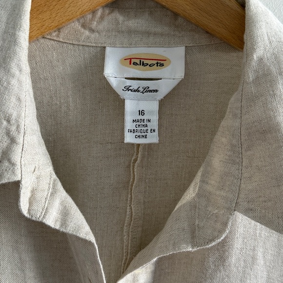 Talbots Natural Irish Linen Collared Shirt US16 - Picture 3 of 6